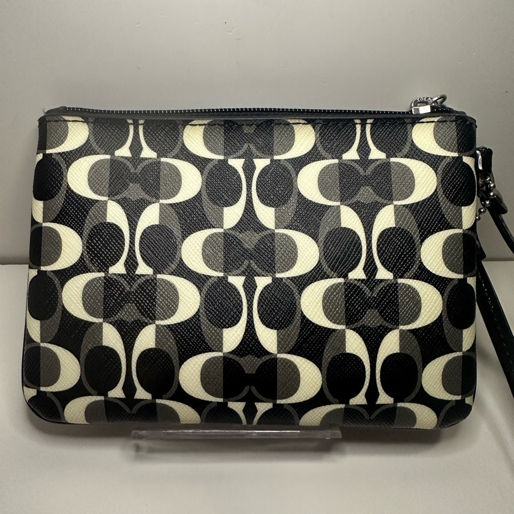 Coach Black and Cream Patterned Wristlet - Picture 3 of 11